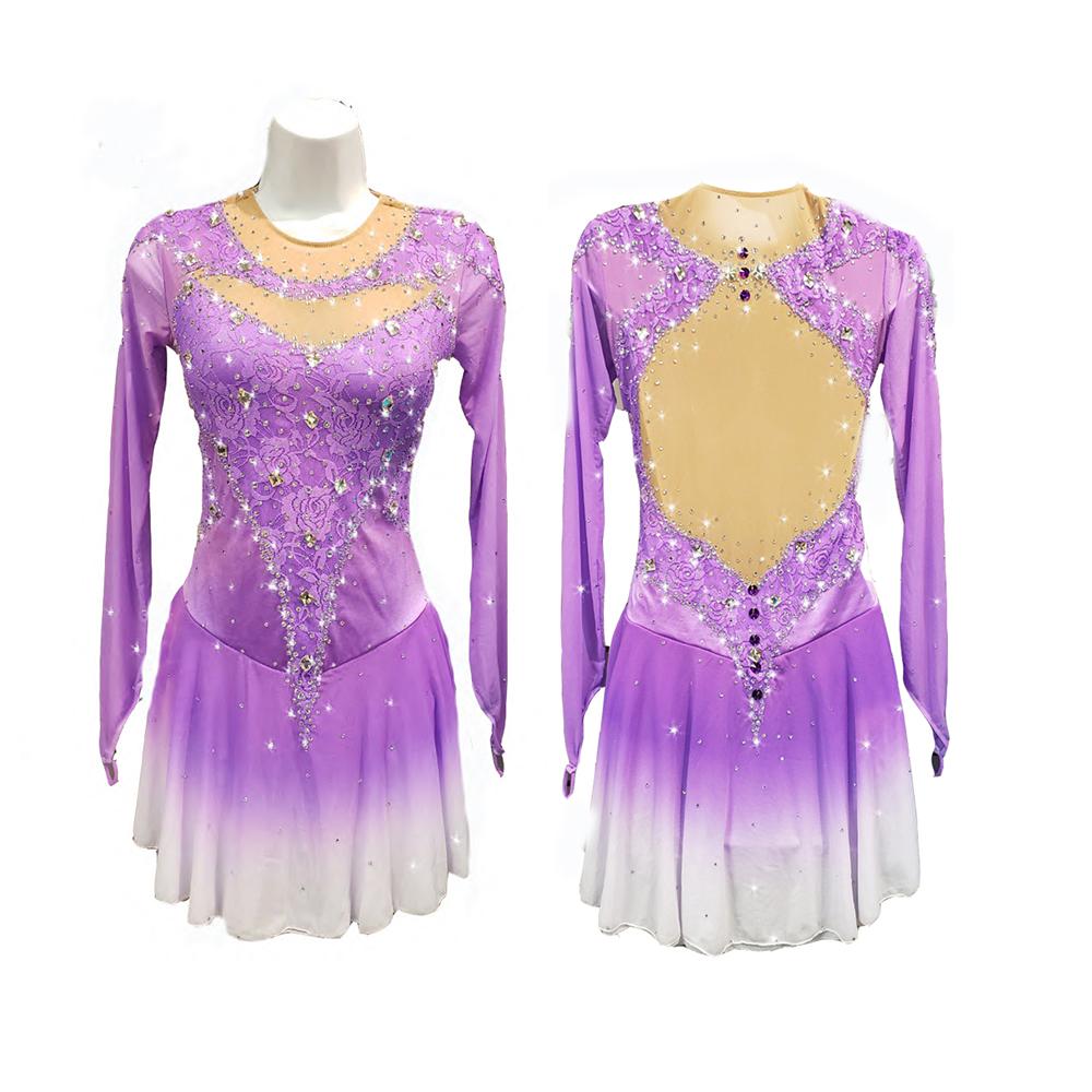 Competition Figure Skating Dress Lilac Ombre Long Sleeves BSU2682.24 Boutique Step Up