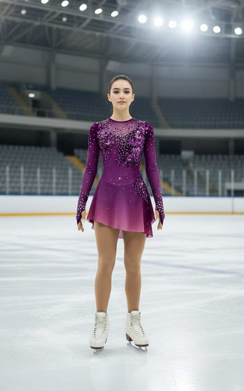 Competition Skating Dress Plum Grey or plum pink BSU171123  Boutique Step  Up