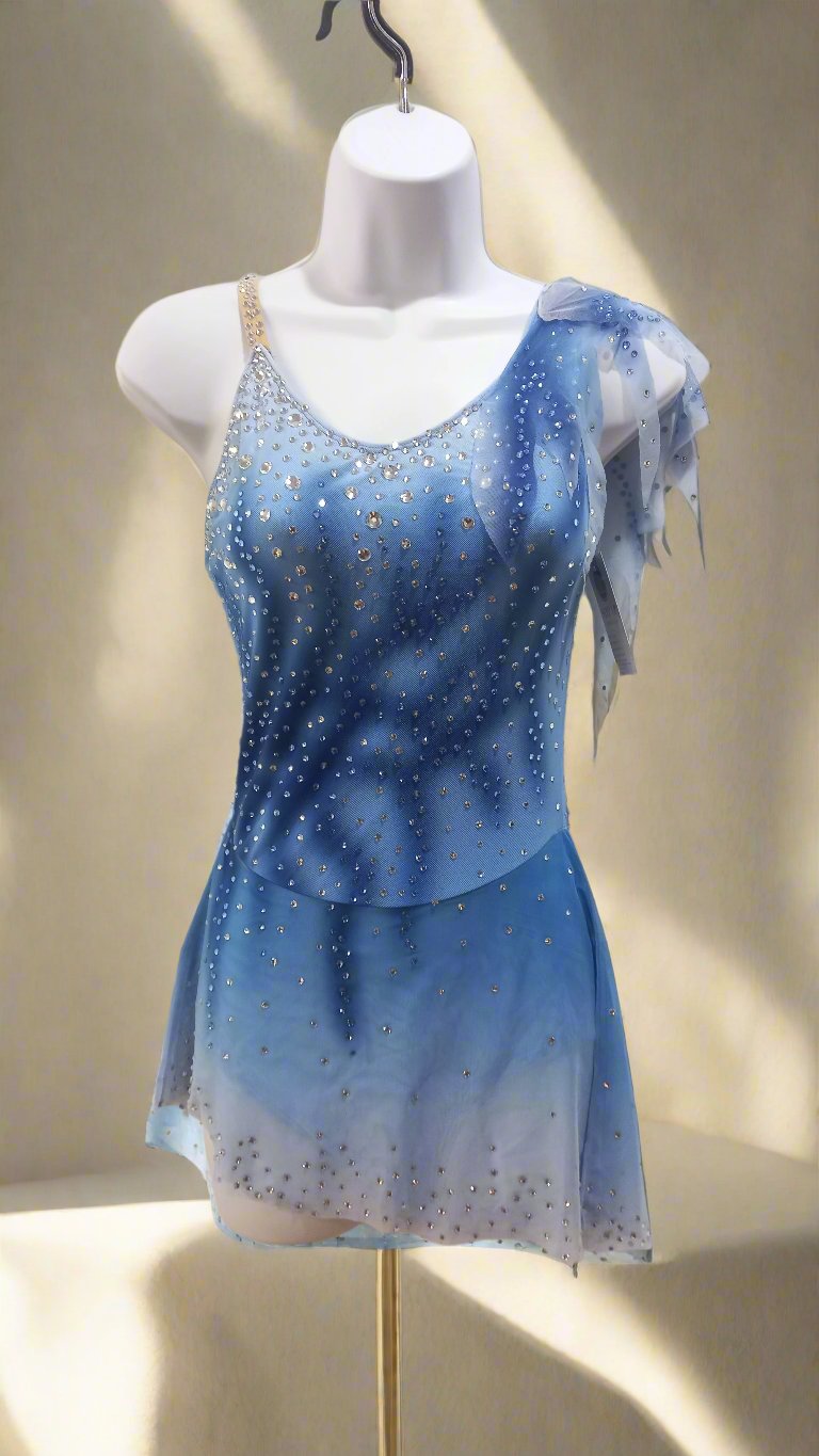 a line beaded dress Long Satin with Sweetheart Bustline and Light Periwinkle colors. black tie evening gowns Color:Multicolor_1 Girls Long Sleeve Knit