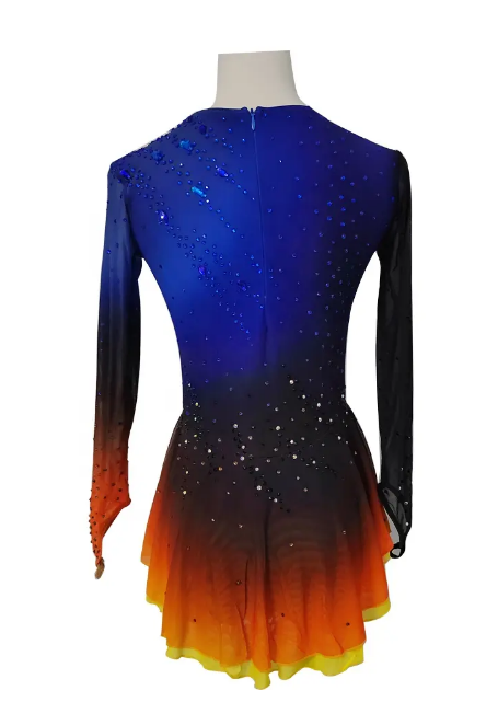 blue and orange ombre dress Blue To Orange Ombre Competition Skating Dress BSU121123 Small