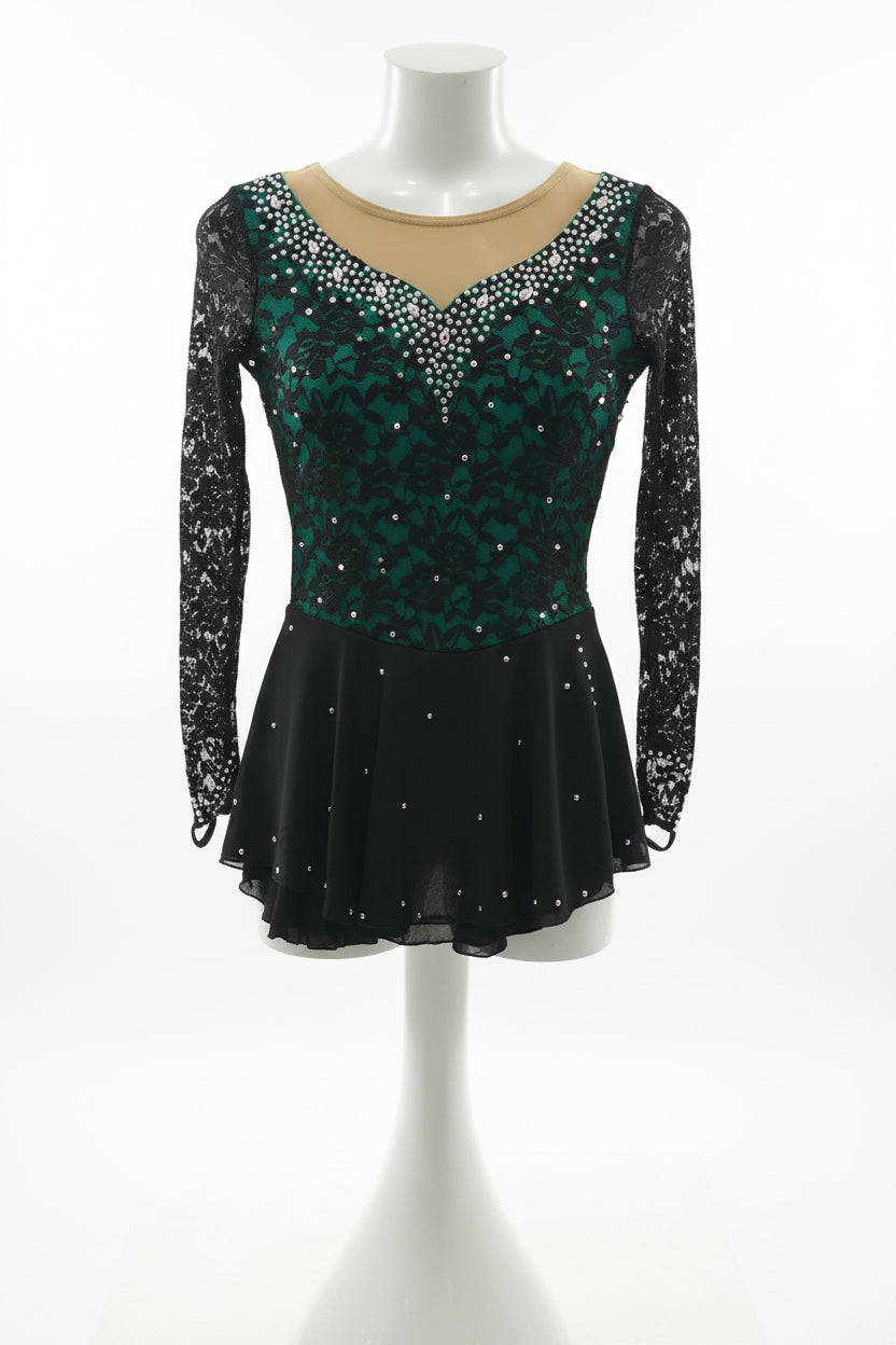Competition Skating Dress Dark Green SIZE 10-12 IN STOCK – Boutique Step Up