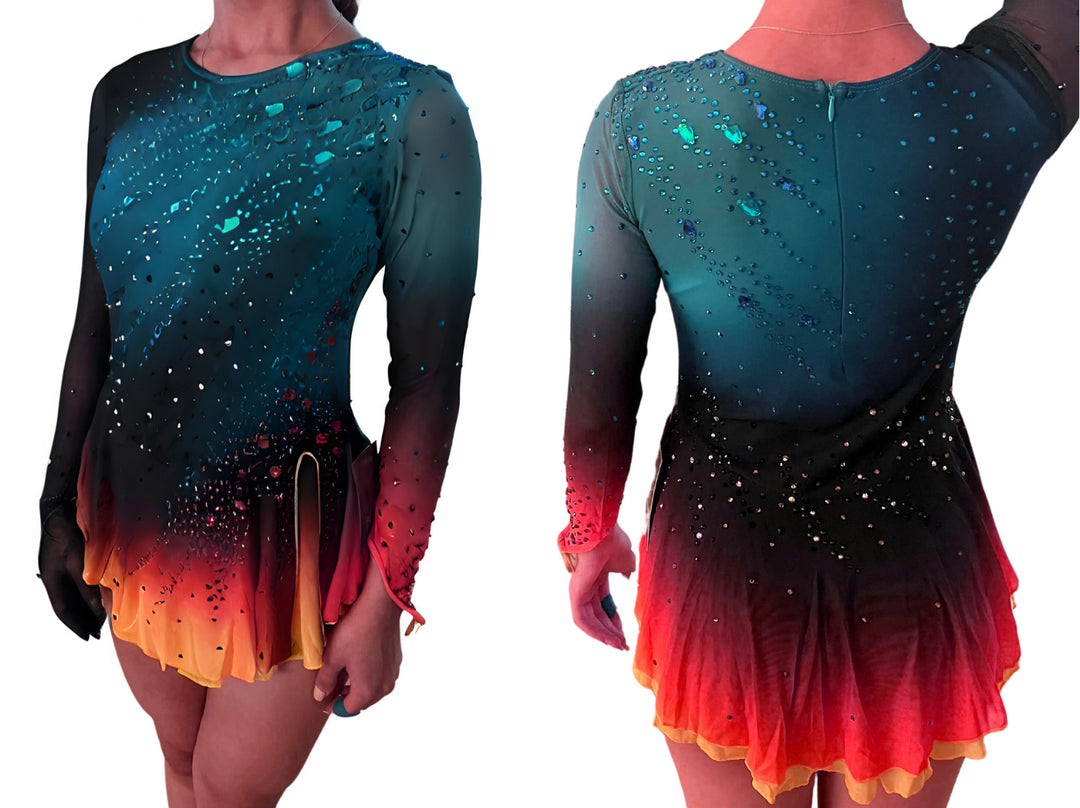 Blue To Orange Ombre Competition Skating Dress BSU121123 – Boutique Step Up