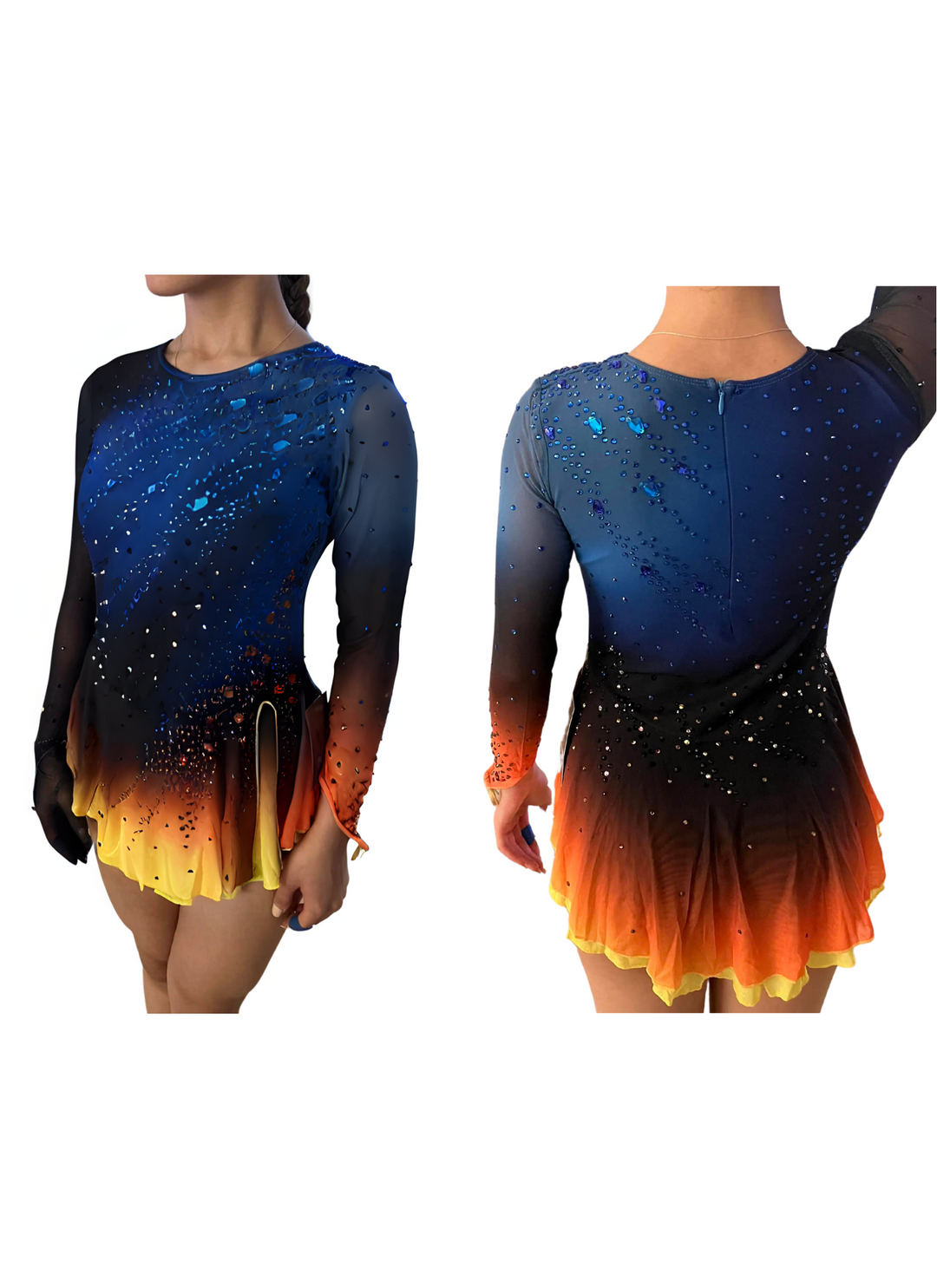 Blue To Orange Ombre Competition Skating Dress BSU121123 – Boutique Step Up