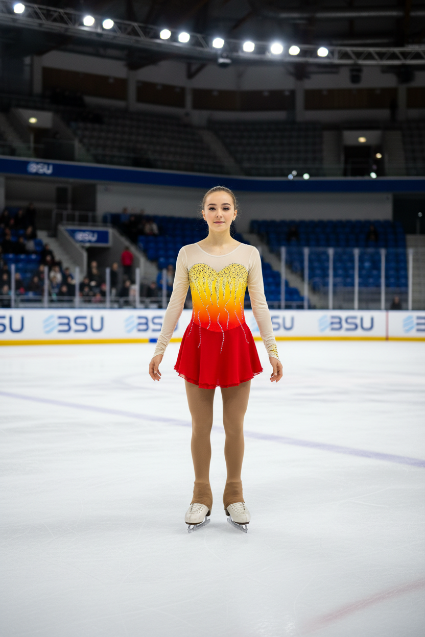 Competition Skating Dress Red Orange Ombre Long Seeves BSU140426  Boutique  Step Up