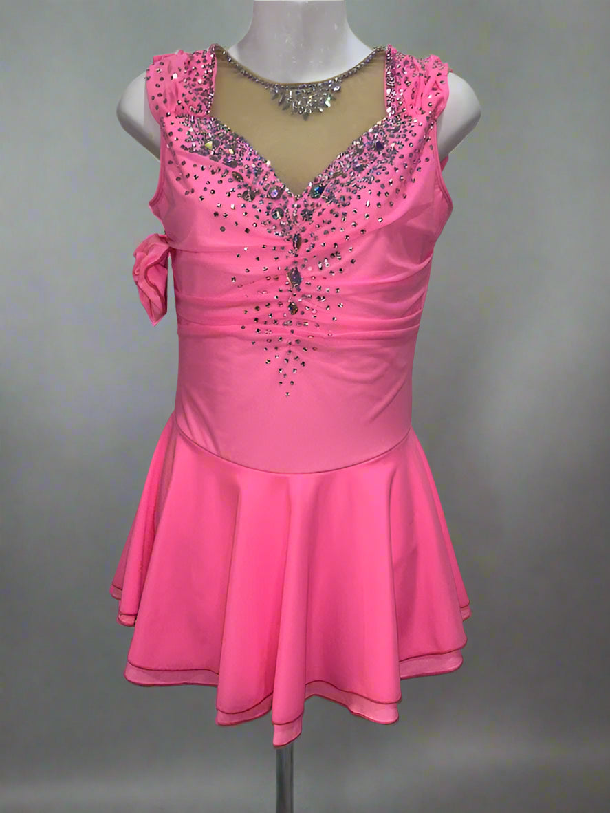 Competition Figure Skating Dress Pink Sleeveless with Crystal BSU - st Boutique Step Up Competition Figure Skating Dress Pink Sleeveless with Crystal BSU - st Boutique Step Up
