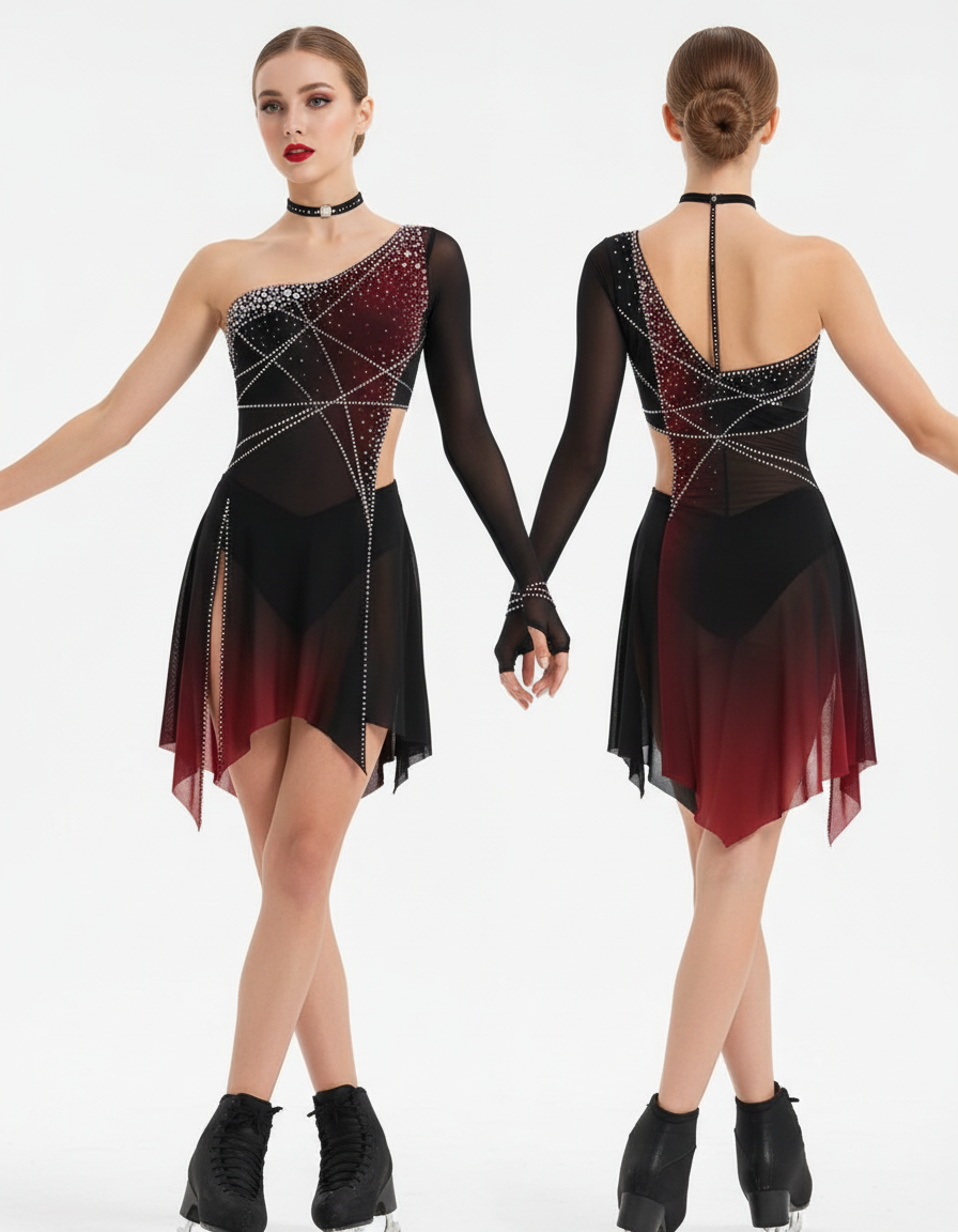 Competition Figure Skating Dress Black and Red BSU95 – Boutique Step Up