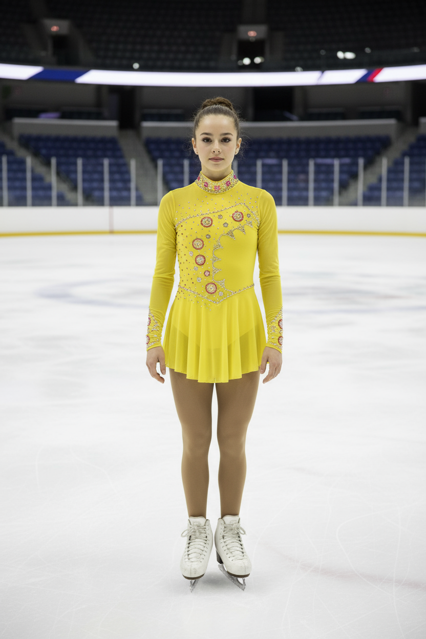 Competition Skating Dress Yellow Long Sleeves BSU8132.2 Size Youth 12- –  Boutique Step Up