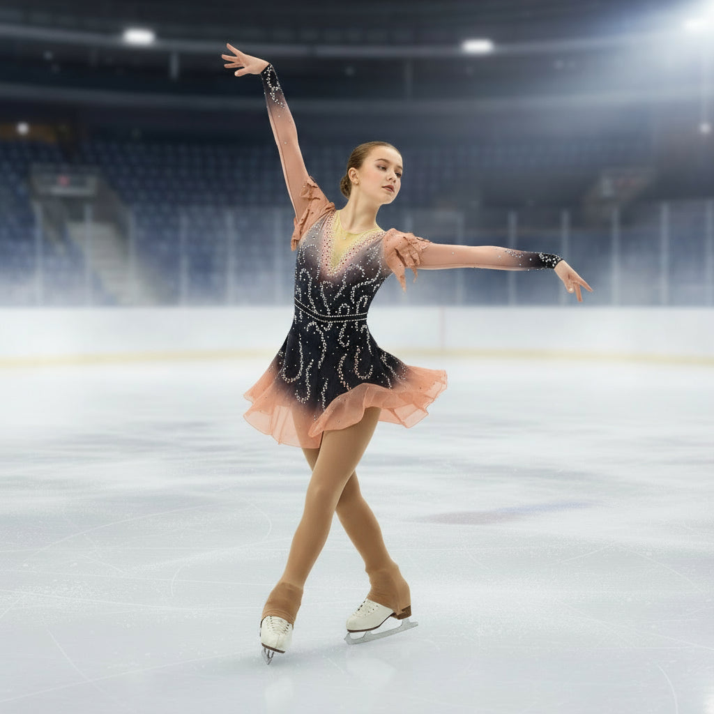 Figure Skating Dress Brown with or without sleeves BSU600