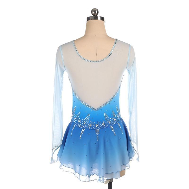 Blue Ombre Competition Figure Skating Dress Mesh Sleeves BSU2682.8 ...