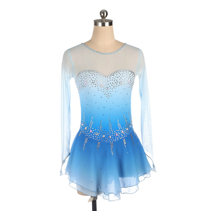 Blue Ombre Competition Figure Skating Dress BSU2682.8 Large and 12-14 Stock