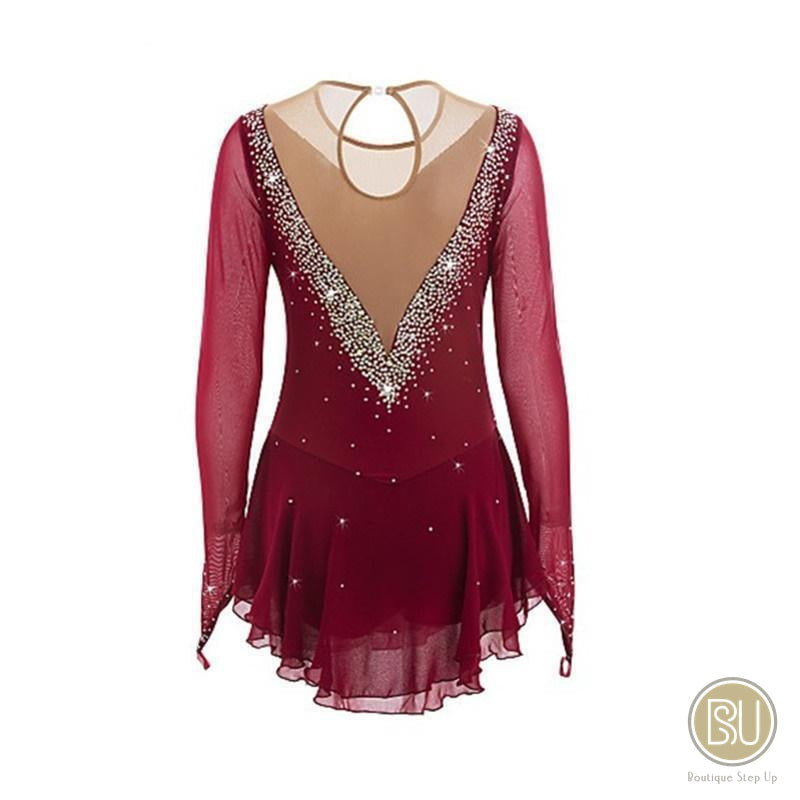 burgundy figure skating dress Inhzoy Kids Girls Shiny Rhinestone Sleeveless Figure Skating Dress Burgundy-A 6, Girl's