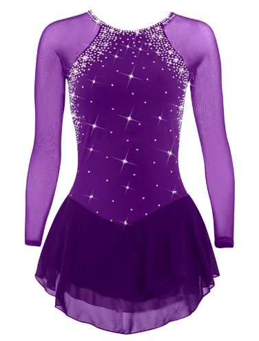 Competition Figure Skating Dress Long Sleeves with Crystals BSU001 ...