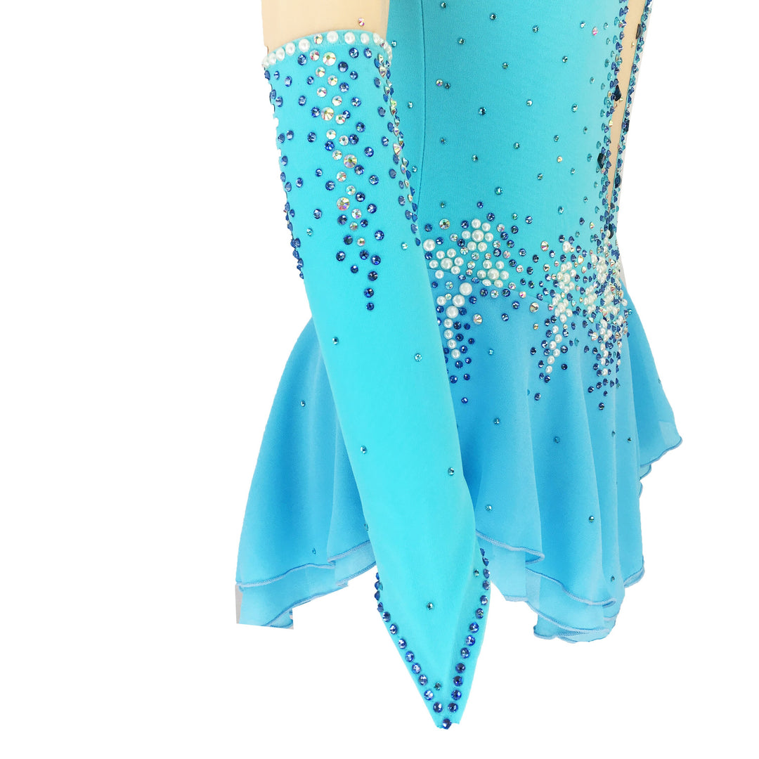 off the shoulder figure skating dress Competition Figure Skating Dress Blue Off Shoulder Look, Long Sleeves, –  Boutique Step Up