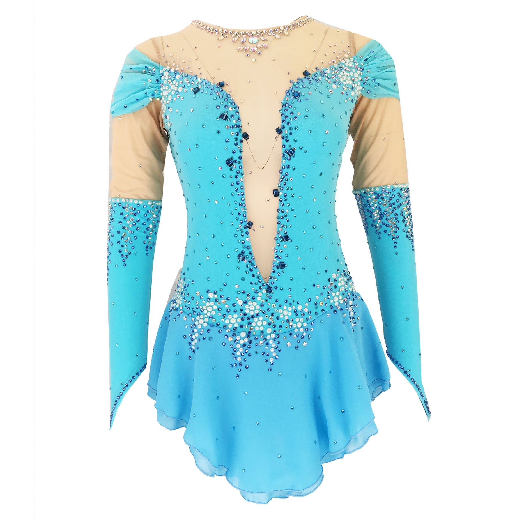off the shoulder figure skating dress Competition Figure Skating Dress Blue Off Shoulder Look, Long Sleeves, Boutique Step Up
