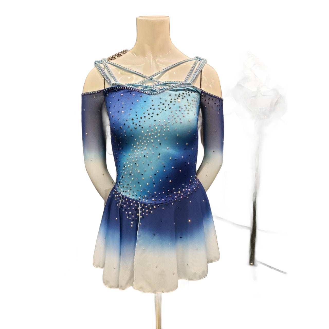 Competition Figure Skating Dress Blue Ombre Long Sleeves Boutique Step Up Competition Figure Skating Dress Blue Ombre Long Sleeves Boutique Step Up