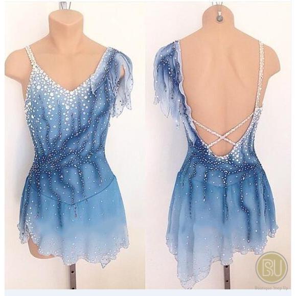 blue figure skating dress Competition Figure Skating Dress Light Blue Sleeveless BSU2020.24031 – Boutique Step Up