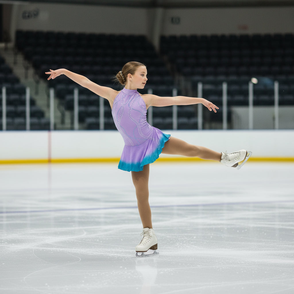 Competition Figure Skating Dress Lilac Halter Style Crystals BSU121224