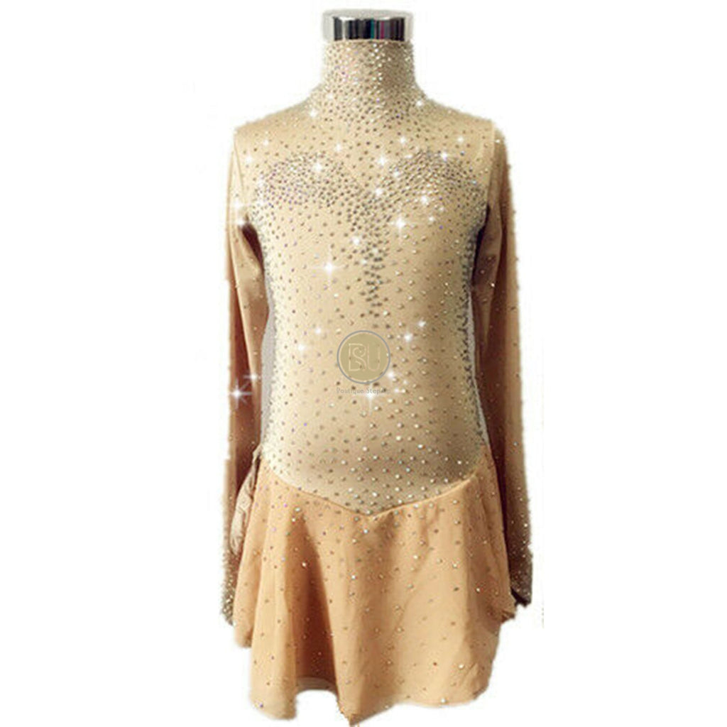gold figure skating dress Competition Long Mesh Sleeves – Boutique Step Up Dinner the JC846 balances opulent PinkBlush Black Long Sleeve Body:36