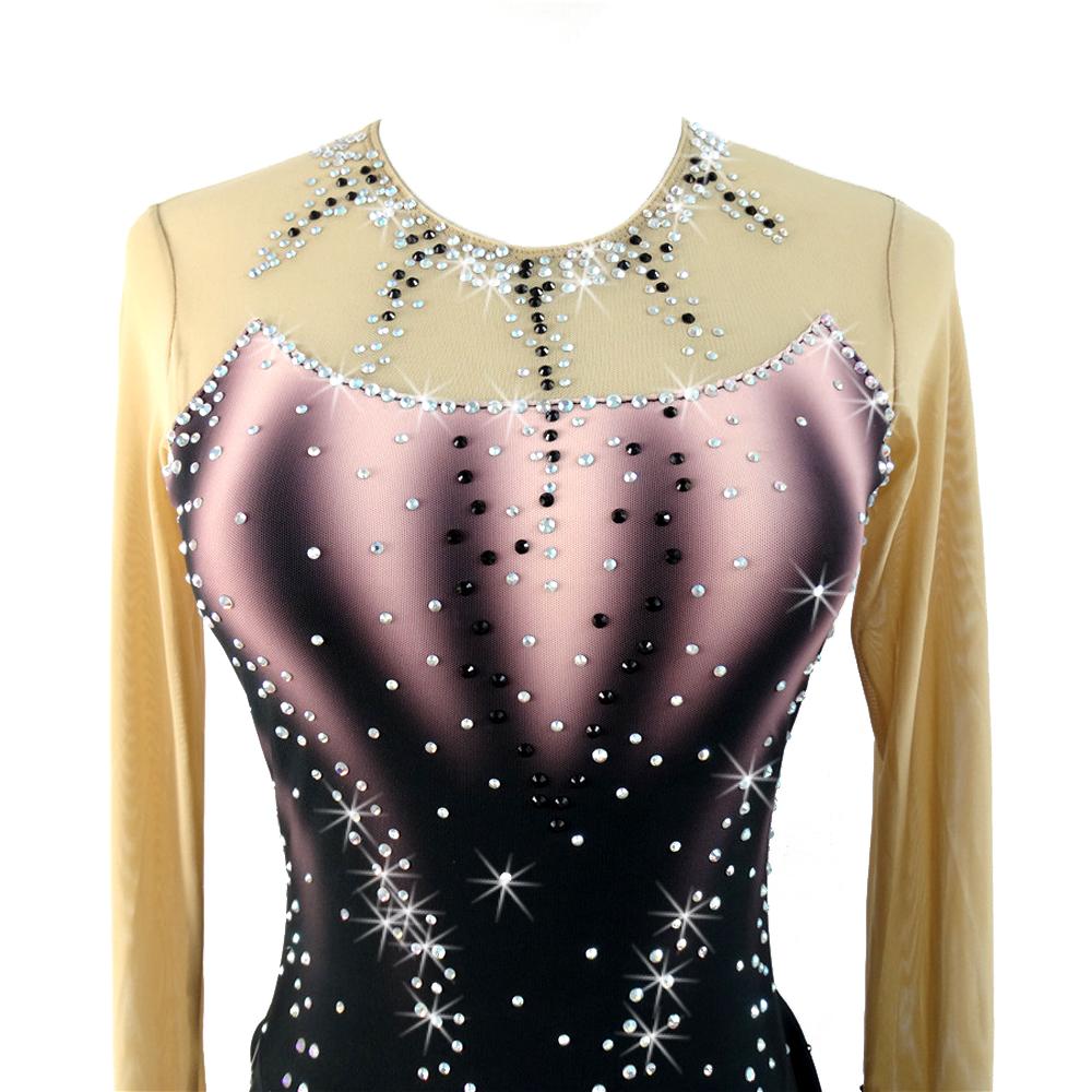 Competition Figure Skating Dress Ombre Brown Full Sleeves Crystals BSU –  Boutique Step Up