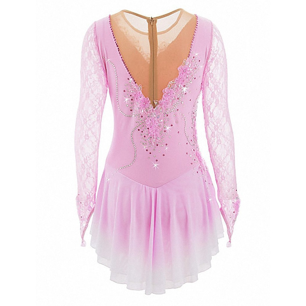 Competition Figure Skating Dress Pink Long Sleeves with Crystals BSU20 –  Boutique Step Up
