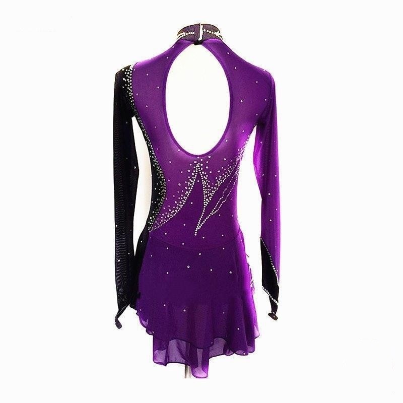 Competition Figure Skating Dress Purple & Black Long Sleeves ...