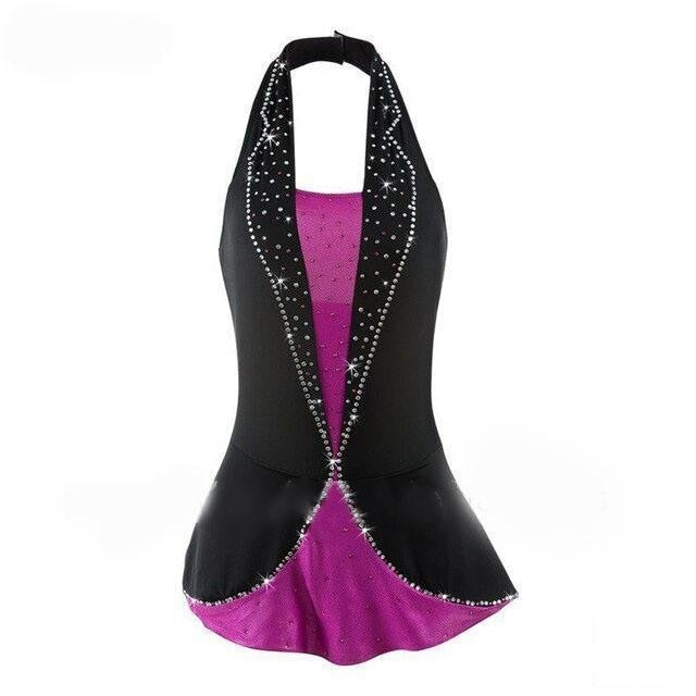 black and pink figure skating dress Purple Ice Skating Dresses Custom Adult Girls Figure Skating Dresses Women  Beaded