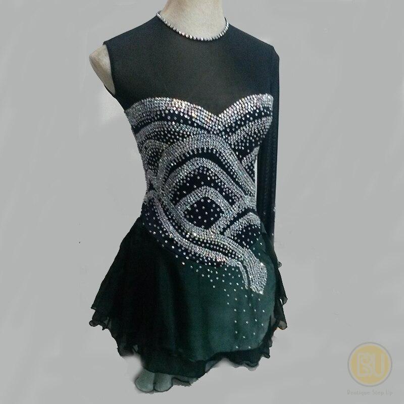 Competition Figure Skating Dresses Black with sleeves or sleeveless –  Boutique Step Up