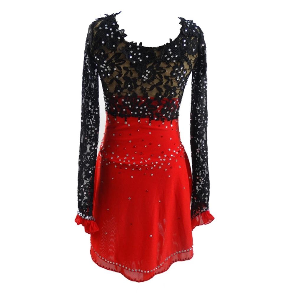 Competition Skating Dress Red & Black Lace with Crystals Spanish Theme –  Boutique Step Up
