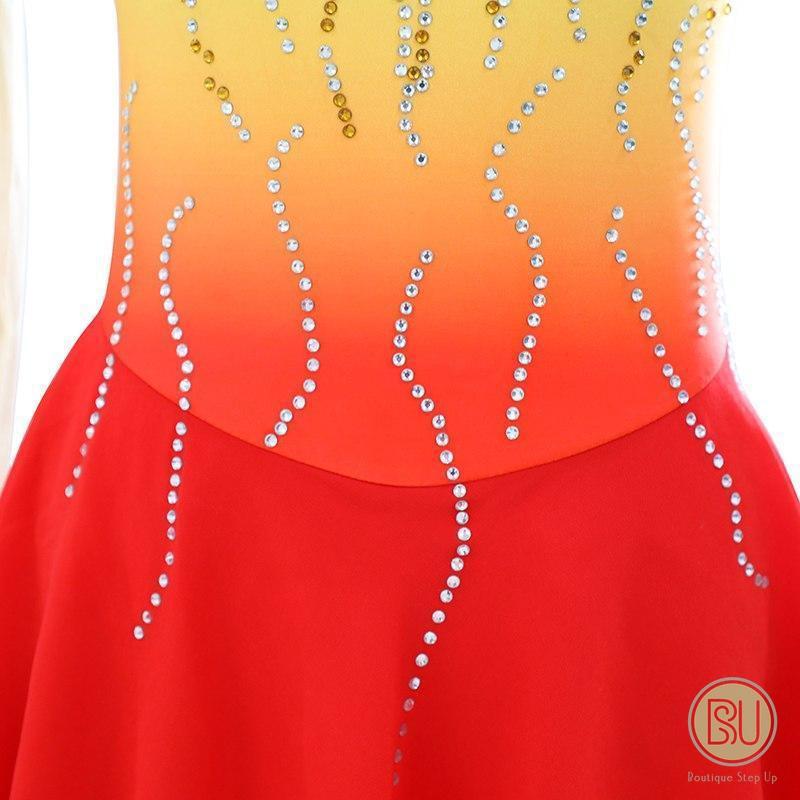 Competition Skating Dress Red Orange Ombre Long Seeves BSU140426 – Boutique  Step Up