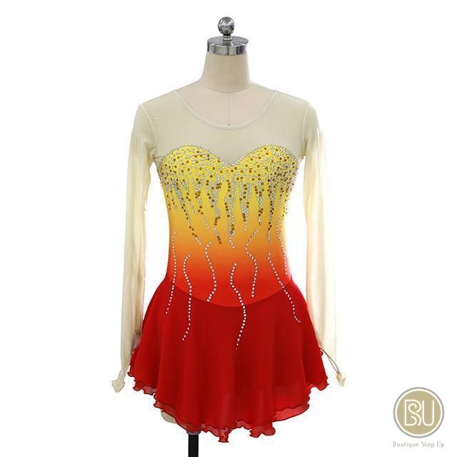 red orange yellow ombre dress Competition Skating Dress Red Orange Ombre Long Seeves BSU140426