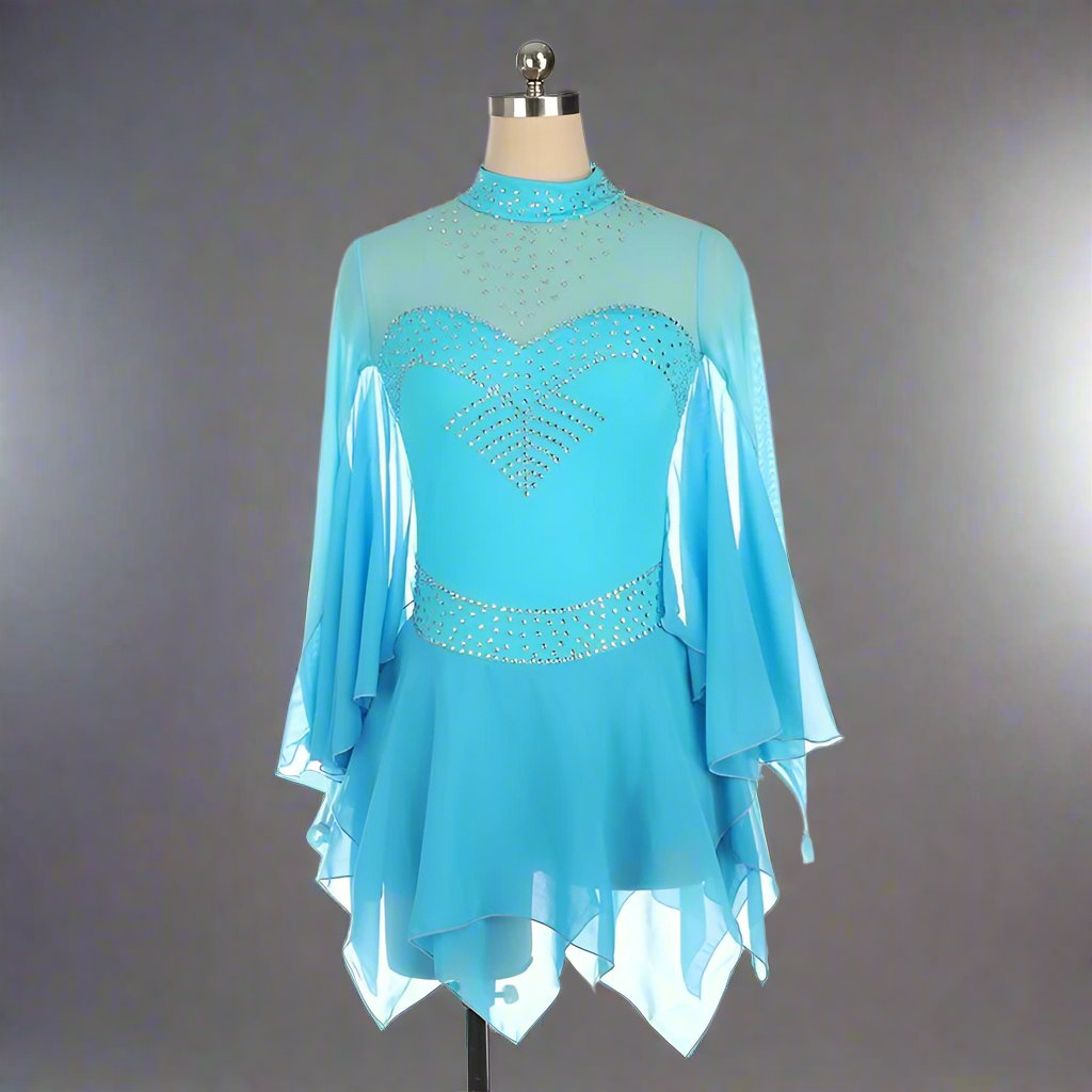 Competition Skating Dress Soft & Flowy Long Sleeves Handkerchief Skirt –  Boutique Step Up