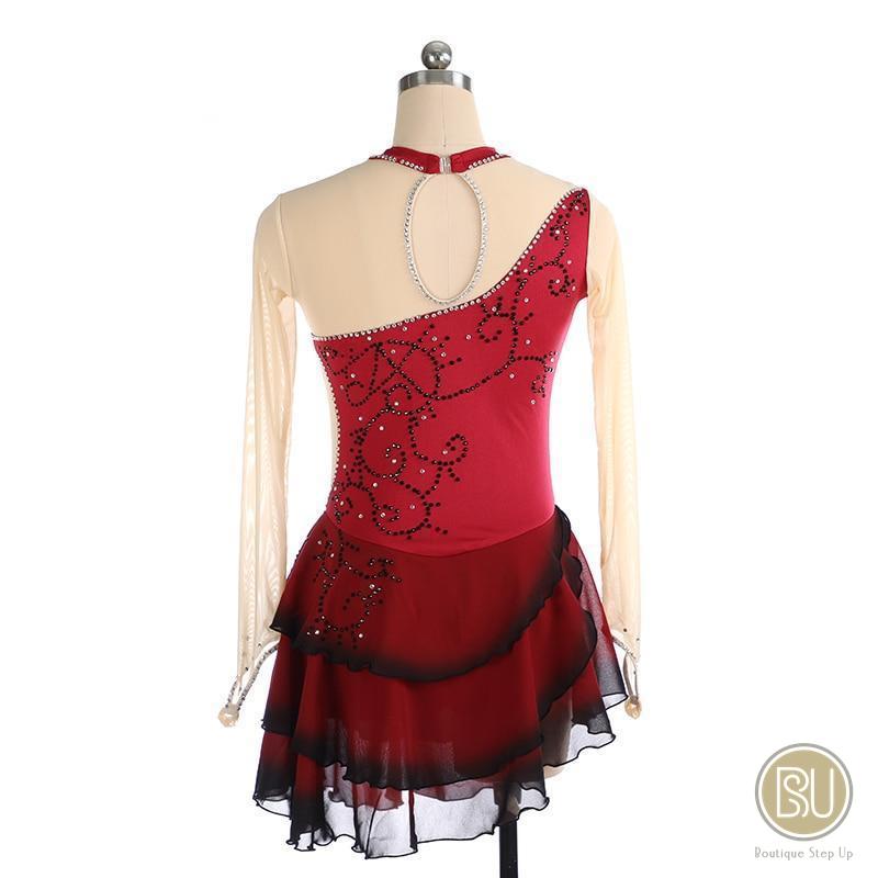 open lace back dress Figure Skating Dress Women's Girls' Ice Skating Dress Black Red Blue M main image 0