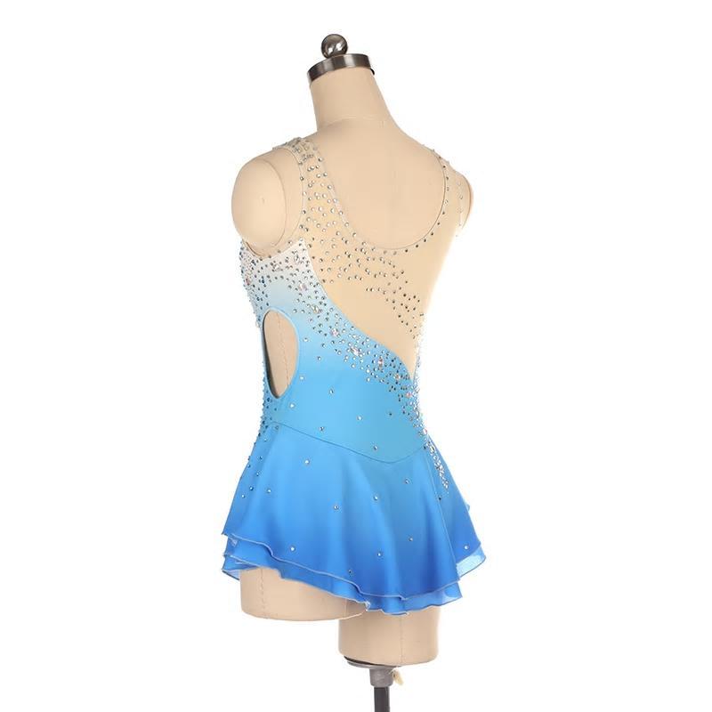 Figure Skating Dress Blue Ombre Sleeveless Side Keyhole BSU100823 Boutique Step Up