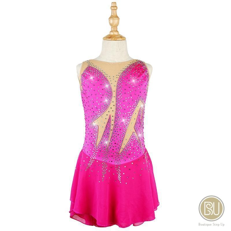 open lace back dress Figure Skating Dress Dark Pink Sleeveless – Boutique Step Up