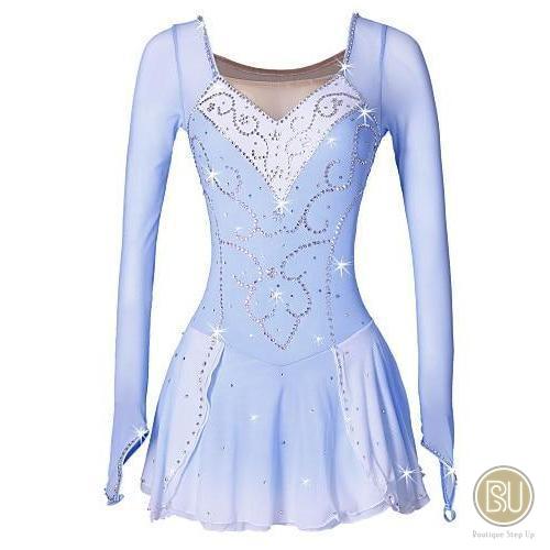 light blue figure skating dress Cindy Figure Skating Dress- Child Large-Ready to ship-Brilliant Package