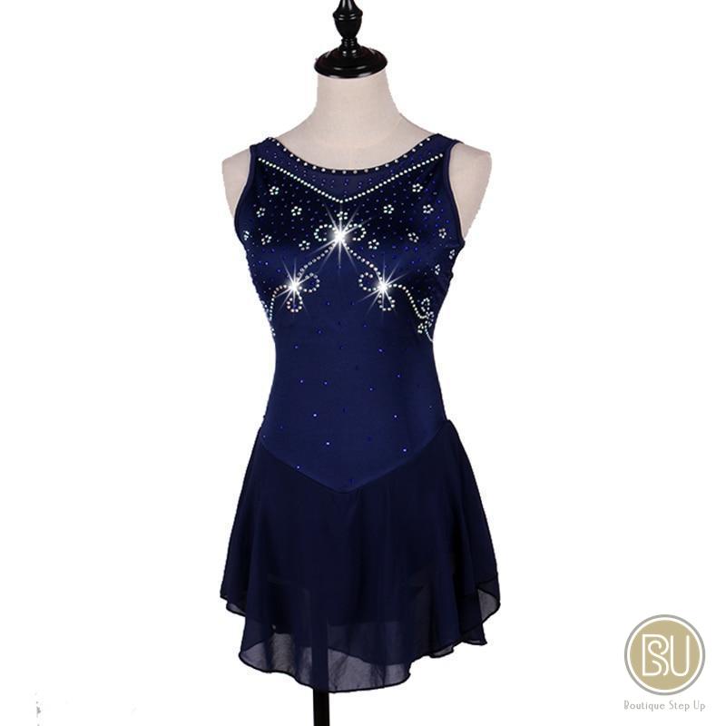 Figure Skating Dress Sleeveless Navy or Black with Crystals BSU050922 –  Boutique Step Up