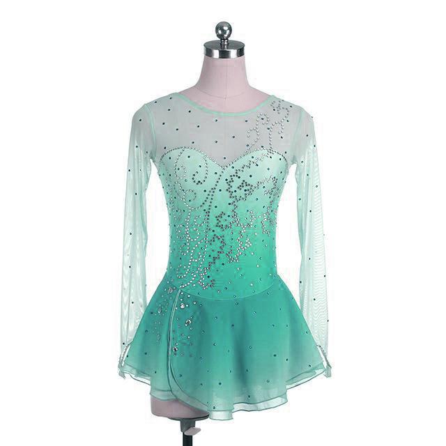 Mint Green Ombre Competition Skating Dress Crystal Design BSU12062.MG