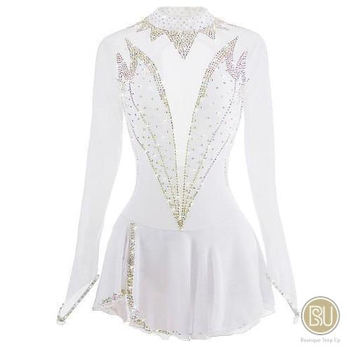 White Figure Skating Dress Long Sleeved BSU171224 – Boutique Step Up White Figure Skating Dress Long Sleeved BSU171224 – Boutique Step Up